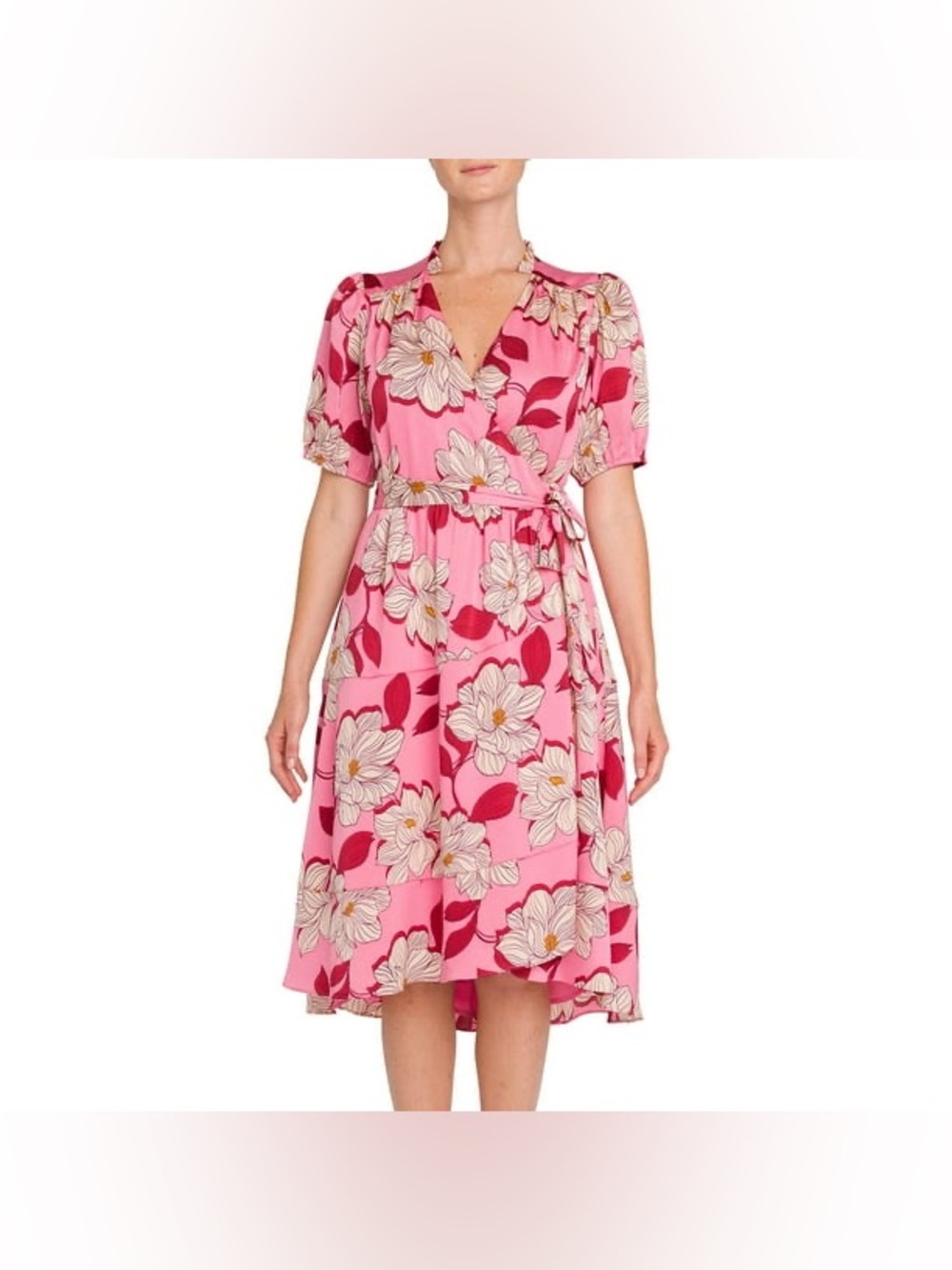 Draper James Women's Pink Floral Wrap Midi Dress size medium